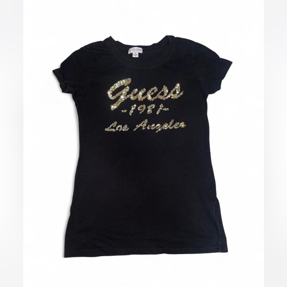Guess Black Tee with Gold Script